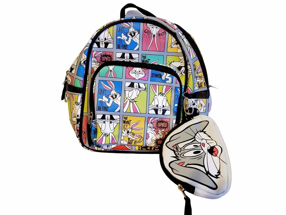 NWT Warner Bros. Looney Tunes Bugs Bunny Mini Backpack w/Coin Pouch 10.5"
